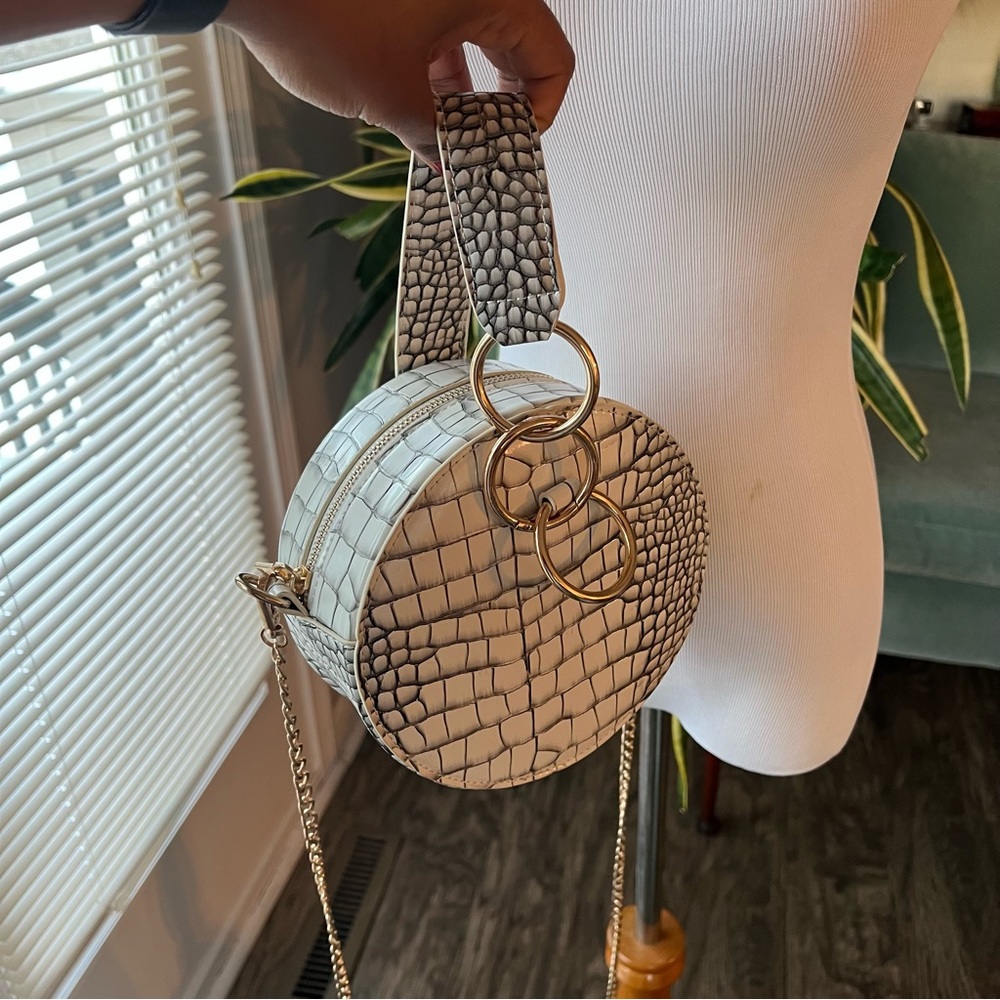 Nasty Gal White snake print faux leather crossbody/handbag